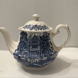 Blue and White Ceramic Teapot